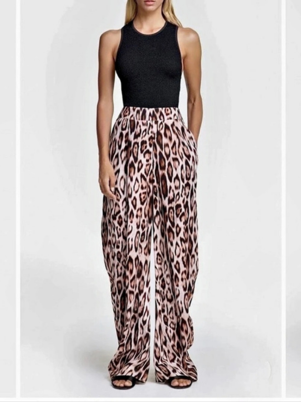 NWT Smythe Bow Leg Pants Leopard Ikat Animal Print Small Size 0